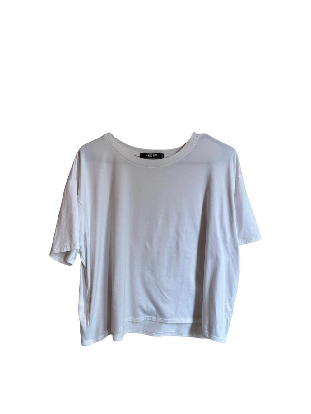 Knit Riot | White Soft Short Sleeve Crop Top | Size Large | 0866